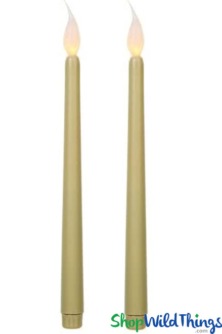Flameless LED Flickering Candles, Battery Operated 11" Champagne Tapers | ShopWildThings