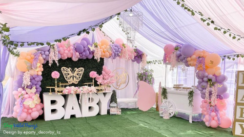 Artificial Flowering Trees by ShopWildThings.com are a fun way to add height, texture, and dimension to any party! Available in a wide range of colors, styles, and sizes from tabletop to sweeping archways. 

Purple and Pink Baby Shower Party Decor – Butterfly Themed Dessert Buffet – Tent Decor