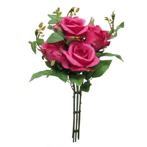 Fuchsia Pink Rose Bouquet | Artificial Rose Spray | Bright Wedding Centerpiece Flowers | ShopWildThings.com
