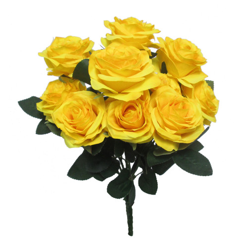 Bright Flower Bouquets | Artificial Rose Bush Spray | Yellow Silk Wedding Floral Centerpieces | ShopWildThings.com