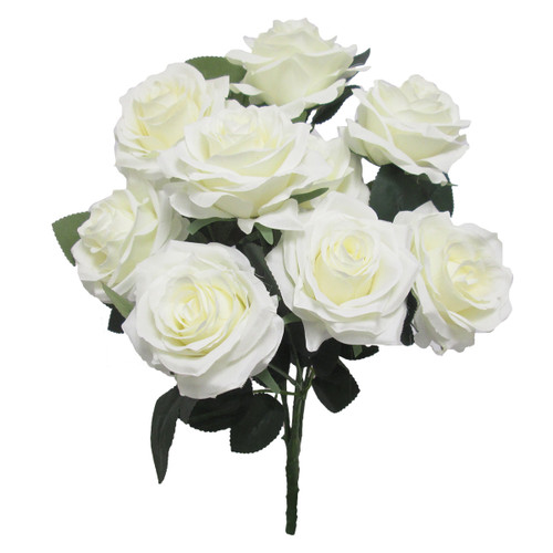 Artificial Cream White Deluxe Queen Rose Bush Bouquet | ShopWildThings.com