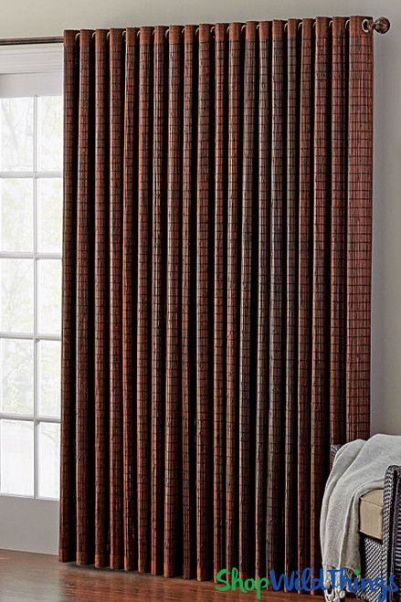 Dark Brown Bamboo Curtain with Tab Tops - ShopWildThings.com