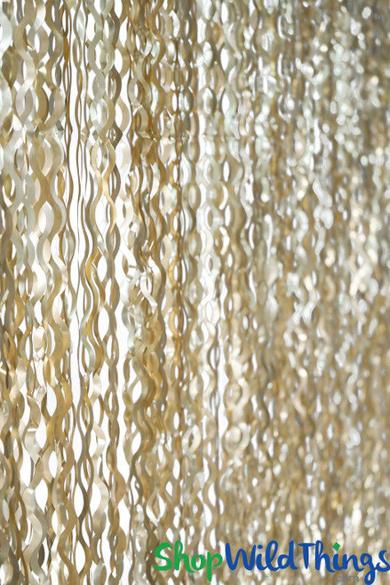 Gold Fringe Foil Curtains Metallic Backdrop Party Decorations Cheap ShopWildThings.com