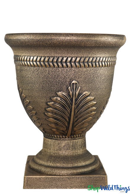 Bronze Gold Planter Urn for Indoor Outdoor Use with Matching Pedestals ShopWildThings.com