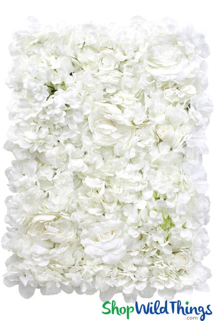 White Artificial Flowers Backdrop Panel for Floral Wall Wedding Decoration ShopWildThings.com