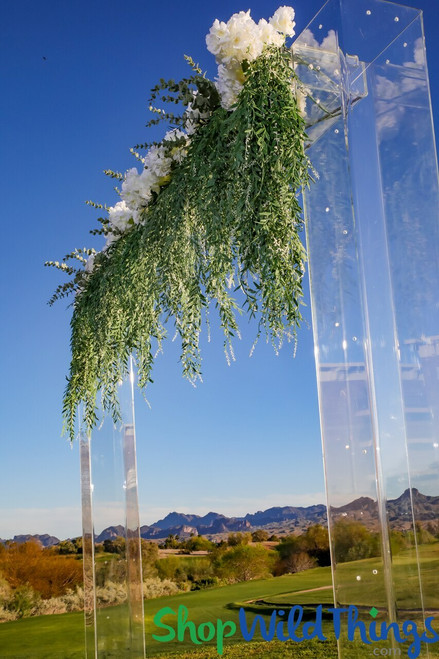 Faux green sprays to decorate wedding arches | Artificial draping greenery | Bendable silver dollar eucalyptus sprays for floral chandeliers | ShopWildThings.com