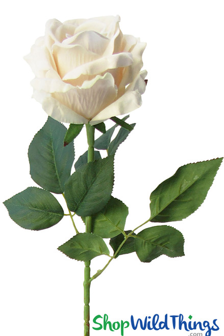 Giant Faux Cream Ivory Velvet Rose, Long Stem Deluxe Jumbo Flowers for Wedding & Events by ShopWildThings.com
