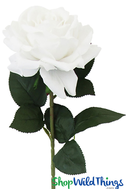 Giant Faux Cream White Velvet Rose, Long Stem Deluxe Jumbo Flowers for Wedding & Events by ShopWildThings.com