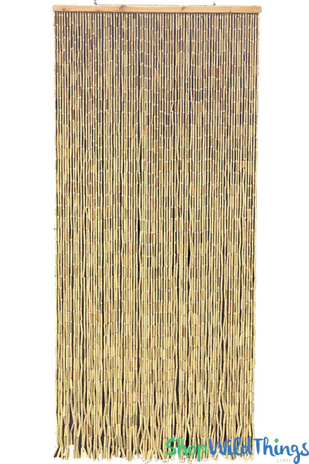 White Plain Bamboo Beaded Curtain ShopWildThings.com