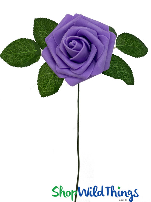 Faux Foam Roses – 25Pc Set of Lavender Roses on Stem – ShopWildThings.com