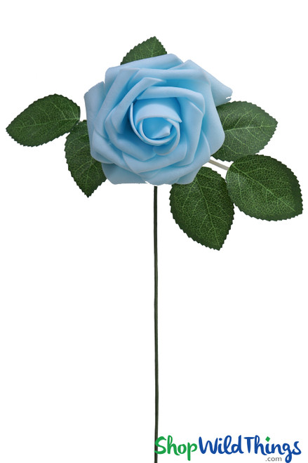 Artificial Light Blue Roses – Bulk Box of 25 Foam Flowers ...