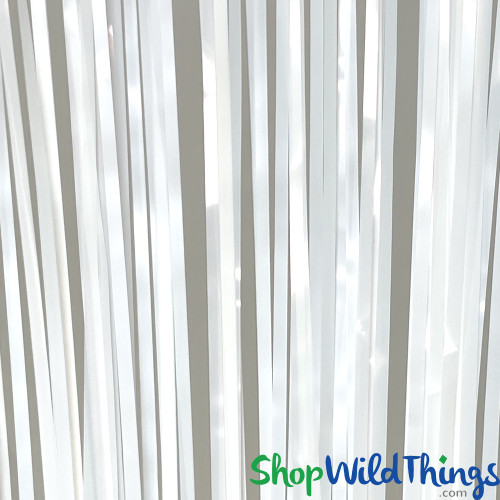 White Fringe Curtain Cheap Backdrop Foil Mylar Strands for Parties ShopWildThings.com