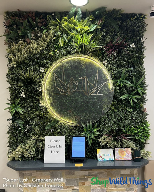 Commercial Lobby Greenery Wall with a Modern Twist
Add instant polish to any business entry with the Super Lush Artificial Greenery Wall Mat from ShopWildThings. This 40"x40" UV-rated panel features a dense blend of assorted foliage, perfect for enhancing waiting rooms, reception desks, and client-facing spaces with texture and style.