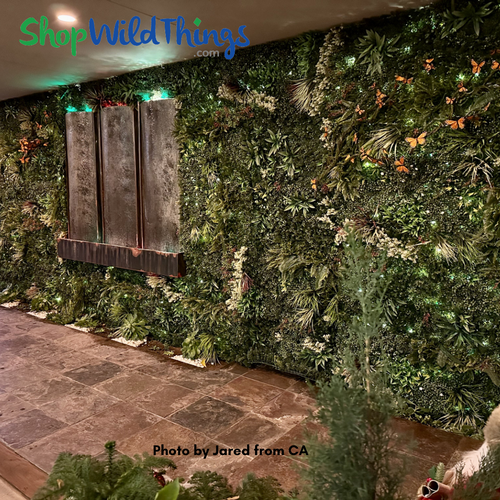 Indoor/Outdoor UV Artificial Greenery Walls by ShopWildThings, like "Fantasy Courtyard" are perfect for creating your own tropical oasis- indoors or out!