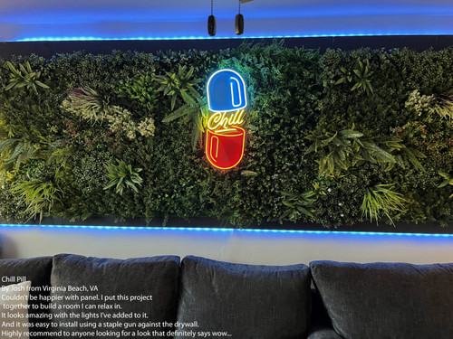 Greenery Wall in Living Room behind a couch ShopWildThings Fancy 3D Living Walls