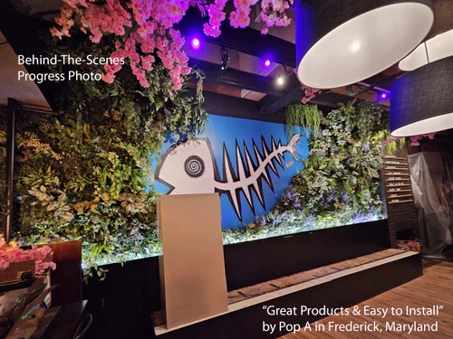 Restaurant Installation of Professional Greenery Wall Backdrop ShopWildthings.com