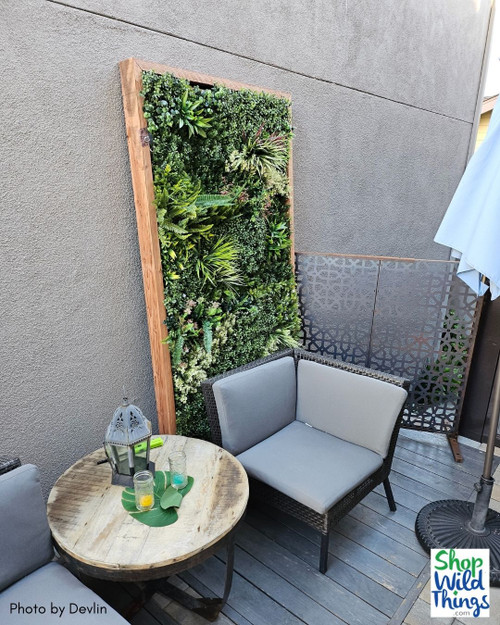 Greenery Porch Makeover with Faux Greenery Wall Panels
Green Thumb Not Required! This outdoor porch oasis is pure inspiration! Can you spot which of ShopWildThings.com’s Indoor/Outdoor Artificial Greenery Wall Panels were mixed and matched to create this stunning, worry-free space?
This installation features 40" x 40" panels of: Dream Meadow, Super Lush, and Fantasy Courtyard!
We have a huge selection of UV and Fire Treated Artificial Greenery Wall Panels, perfect for residential and commercial usage.