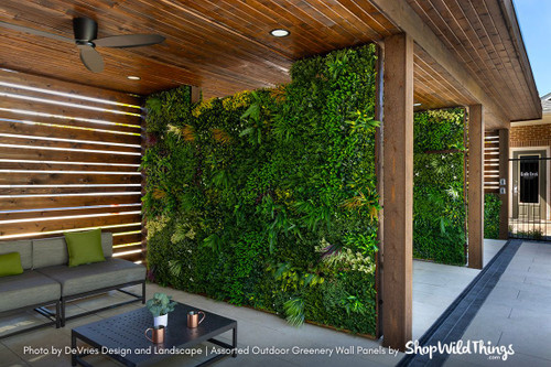 Luxe Tropical Poolside Cabana with Greenery Wall Panels from ShopWildThings
Elevate any outdoor space with this luxurious poolside cabana design featuring a mix of 40" x 40" Indoor/Outdoor UV Greenery Wall Panels from ShopWildThings. Styles shown include Garden Daydream, Dream Meadow, Fantasy Courtyard, and Super Lush. These artificial greenery panels create beautiful privacy screens while adding a lush, tropical atmosphere—perfect for backyard cabanas, patios, and poolside retreats.