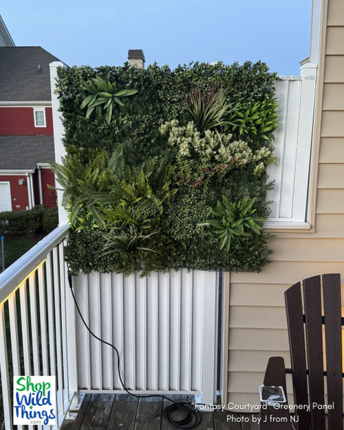 Lush Privacy Wall Upgrade for Patio or Deck
ShopWildThings' Fantasy Courtyard Greenery Wall Panels are perfect for covering unattractive fencing or walls. This flame retardant, UV-protected panel features assorted greenery textures and creates a bold, low-maintenance statement outdoors or in.