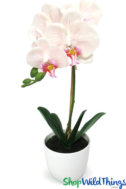 Blush Pink Orchid Centerpiece in Pot Artificial Flower Display for home or wedding ShopWildThings.com