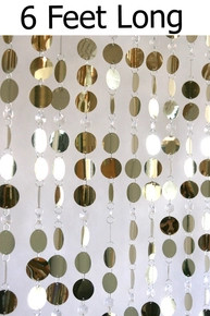 Metallic Gold PVC Discs with Crystal Clear Beads are Featured on ShopWildThings Ready to Hang Curtain