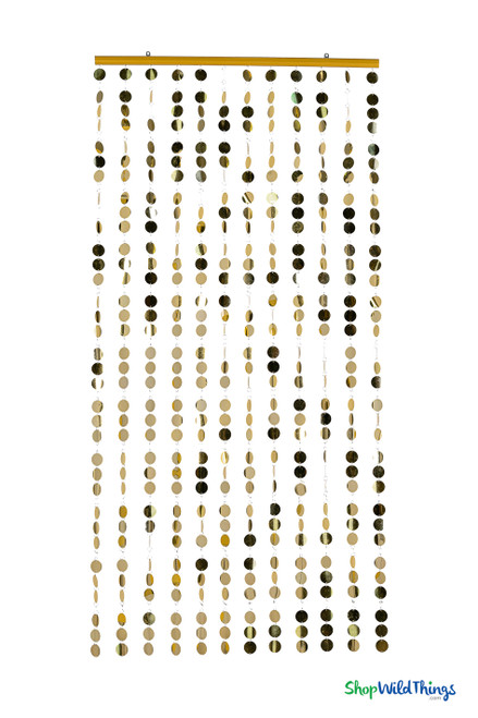 Metallic Gold PVC Discs with Crystal Clear Beads are Featured on ShopWildThings Ready to Hang Curtain