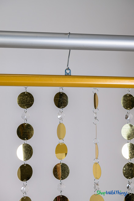 Metallic Gold PVC Discs with Crystal Clear Beads are Featured on ShopWildThings Ready to Hang Curtain