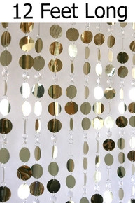 Metallic Gold PVC Discs with Crystal Clear Beads are Featured on ShopWildThings Ready to Hang Curtain