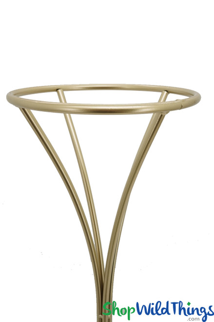 Side View ShopWildThings Gold Metal Floral Stands Risers Hourglass Mermaid Shaped