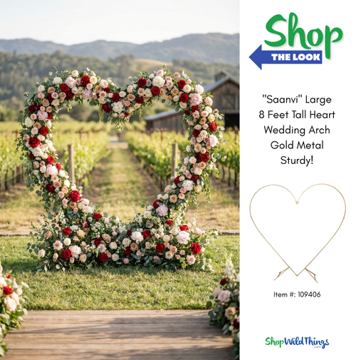 Shop The Look. Gold Heart Backdrop Arch for Wedding Proposal ShopWildThings