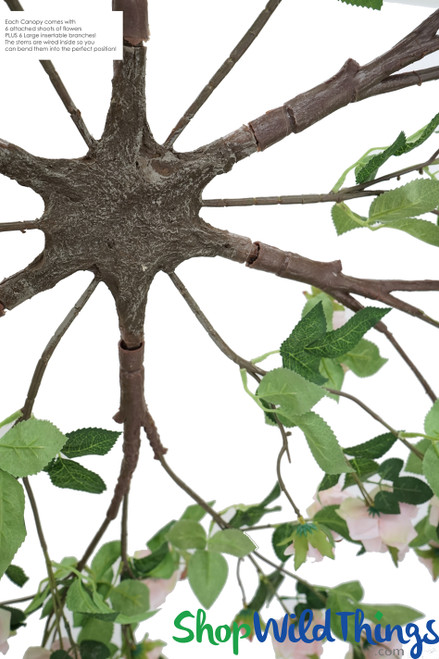 Cream Roses & Greenery Hanging Floral Canopy Chandelier, Hang Over Tables at Parties and Events, ShopWildThings.com