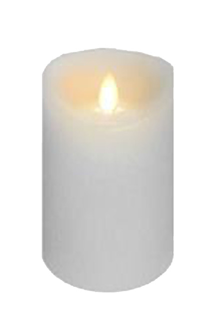 White Wax Candles LED Flickering Flame 4" Wide x 6" Tall ShopWildThings Battery Operated