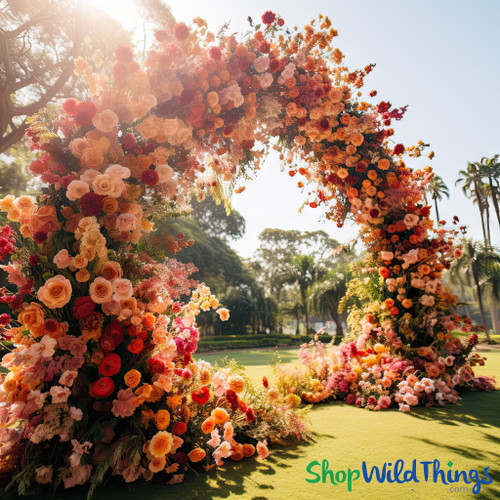 Incredible Mixed Floral Wedding Arch in Peach, Dusty Rose, Orange, Plum, Blush

Grand Outdoor Spring Wedding Arch with Mixed Florals in Beautiful Harmony
ShopWildThings.com has everything you need to create designs like this! From sturdy Arches and Gazebos to Premium Silk Florals, we’ve been the secret of designers worldwide since 1989!