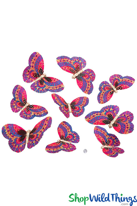 Royal Butterfly Garland Fancy Colors Painted Feathers on Strands ShopWildThings.com