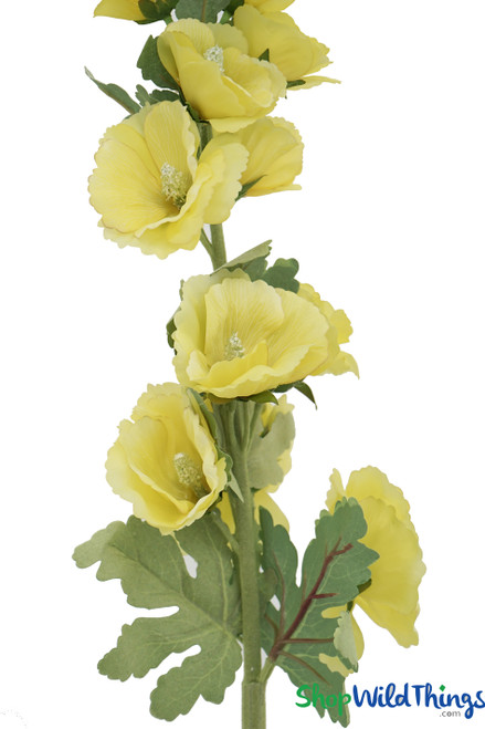 Artificial Fake Yellow Hollyhock Stem Floral Pick Spray ShopWildThings.com