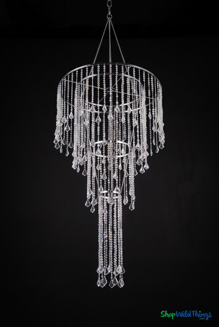 Hanging Beaded Chandelier with Diamond Crystal Beads and Matching Beaded Curtains ShopWildThings.com