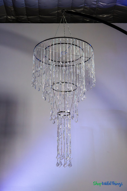 Hanging Beaded Chandelier with Diamond Crystal Beads and Matching Beaded Curtains ShopWildThings.com