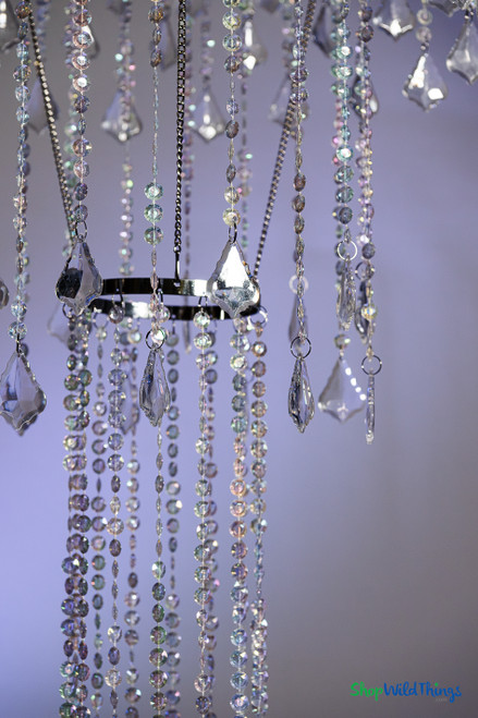 Hanging Beaded Chandelier with Diamond Crystal Beads and Matching Beaded Curtains ShopWildThings.com