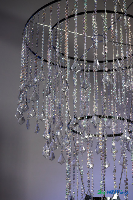Hanging Beaded Chandelier with Diamond Crystal Beads and Matching Beaded Curtains ShopWildThings.com