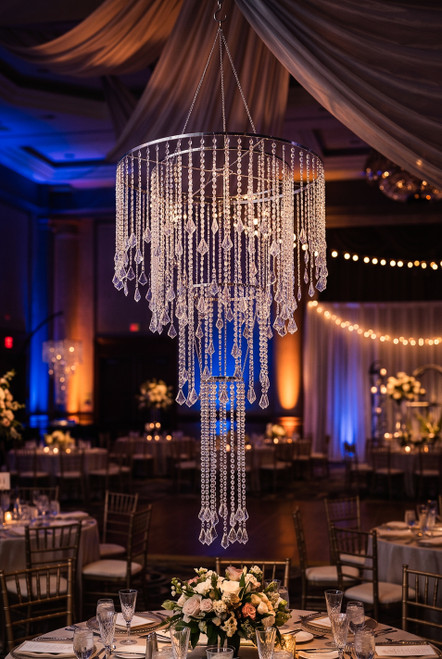 Hanging Beaded Chandelier with Diamond Crystal Beads and Matching Beaded Curtains ShopWildThings.com