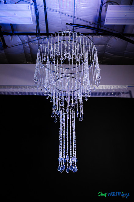 Hanging Beaded Chandelier with Diamond Crystal Beads and Matching Beaded Curtains ShopWildThings.com