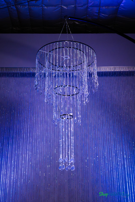 Hanging Beaded Chandelier with Diamond Crystal Beads and Matching Beaded Curtains ShopWildThings.com