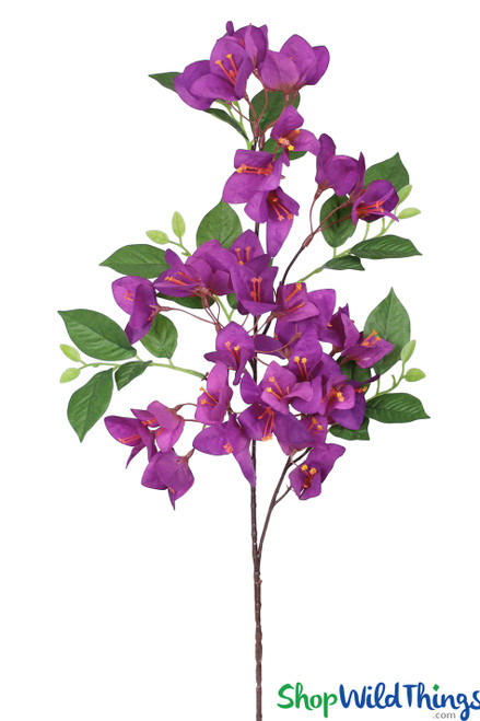 Purple Artificial Bougainvillea Spray, 30" Tall Bendable Flowering Branch