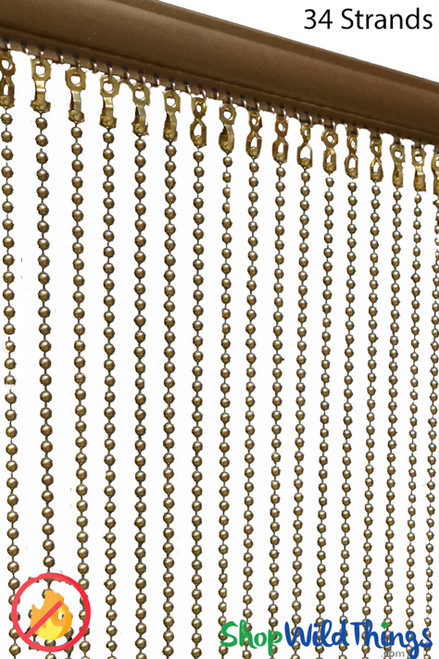 Gold Metal Ball Chain ball chain Beaded Curtains for professional installations ShopWildThings.com