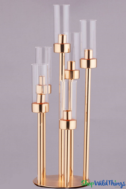 Gold Metal Cluster Candle Holder Candelabra Cylinder Stands ShopWildThings.com