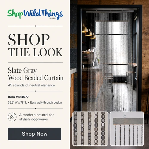 Shop The Look - Gray Beaded Curtain ShopWildThings Home Decoration Hanging Room Dividers