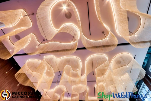 Metal Chain Beaded Curtain Curved Wavy Pattern Ceiling Installation ShopWildThings.com