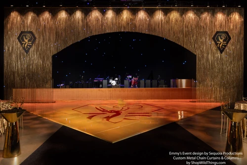 Emmy’s Event design by Sequoia ProductionsCustom Metal Chain Curtains & Columns
by ShopWildThings.com