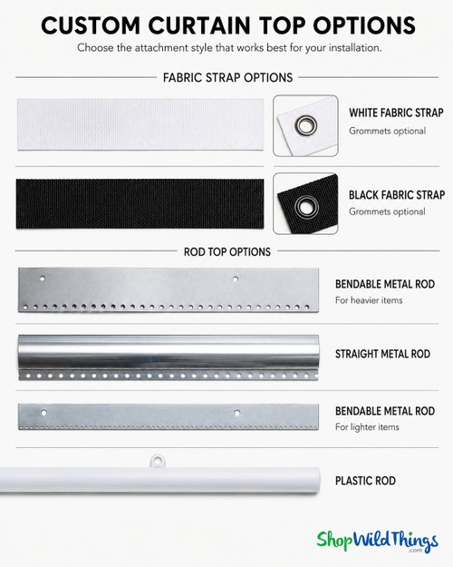 Different Types of Header Tops for Custom ShopWildThings Beaded Curtains