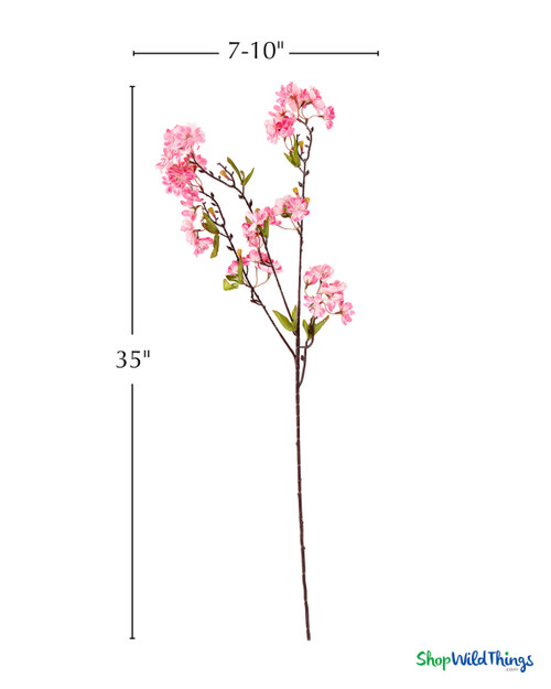 35 inch faux plum blossom branch pink floral spray with dimensions 7 to 10 inch spread on bendable stem – ShopWildThings.com
